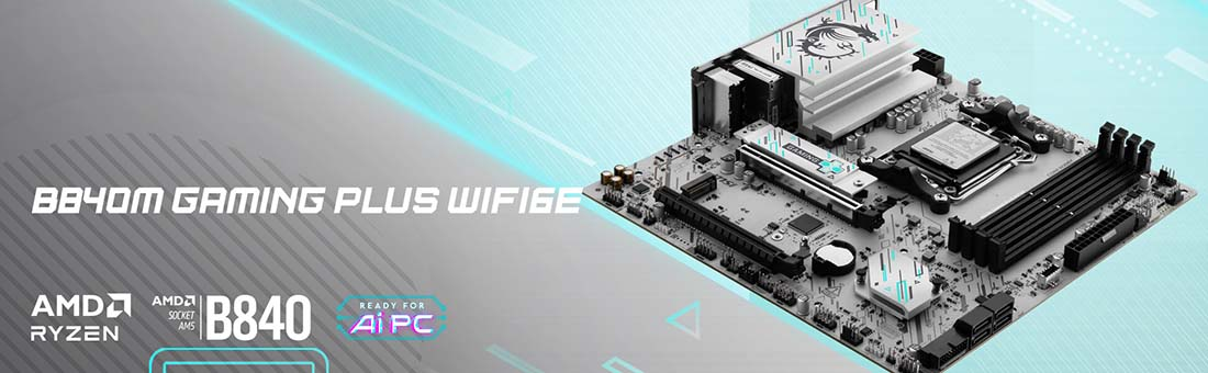 MSI B840M GAMING PLUS WIFI6-E DDR5 AMD B840 AM5 Soket DDR5 8000+(OC)MHz mATX Anakart