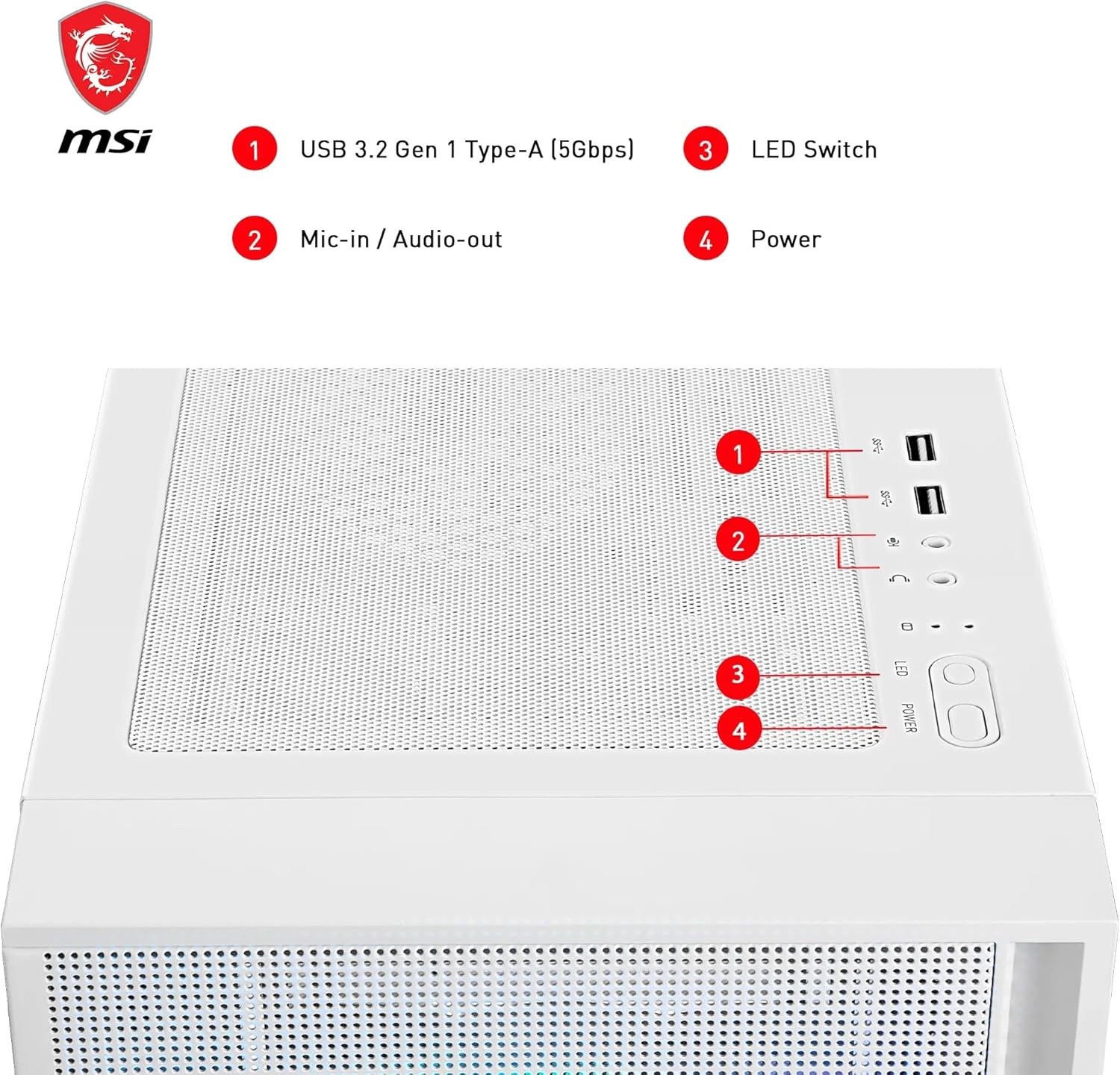 MSI MAG Forge M320R Airflow White 3x120mm ARGB Fan USB 3.2 ATX Mid-Tower Beyaz Gaming Kasa