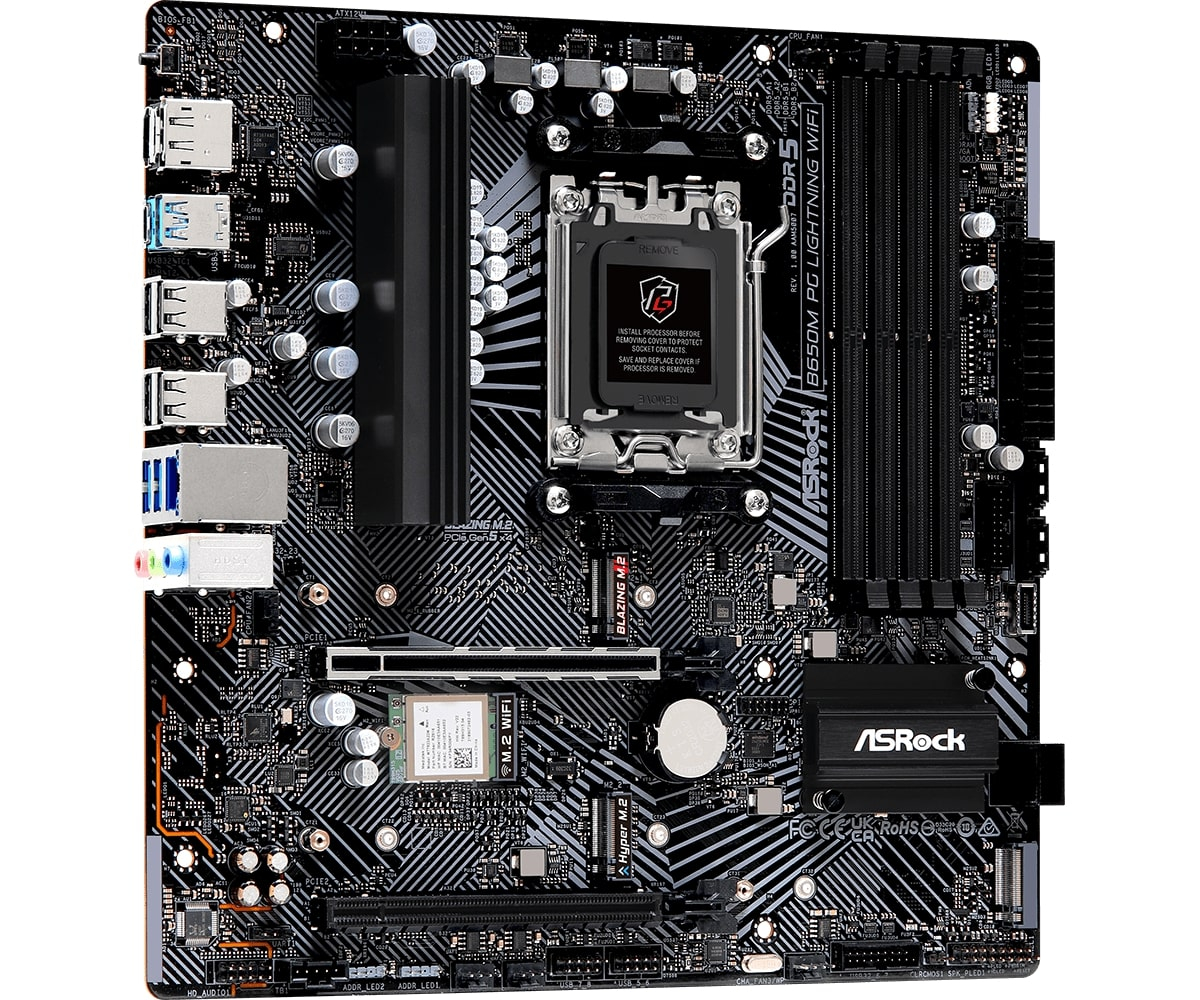 Asrock B650M PG Lightning WiFi 90-MXBK2-A0UAYZ AMD B650 Soket AM5 DDR5 7200(OC)MHz mATX Gaming (Oyuncu) Anakart