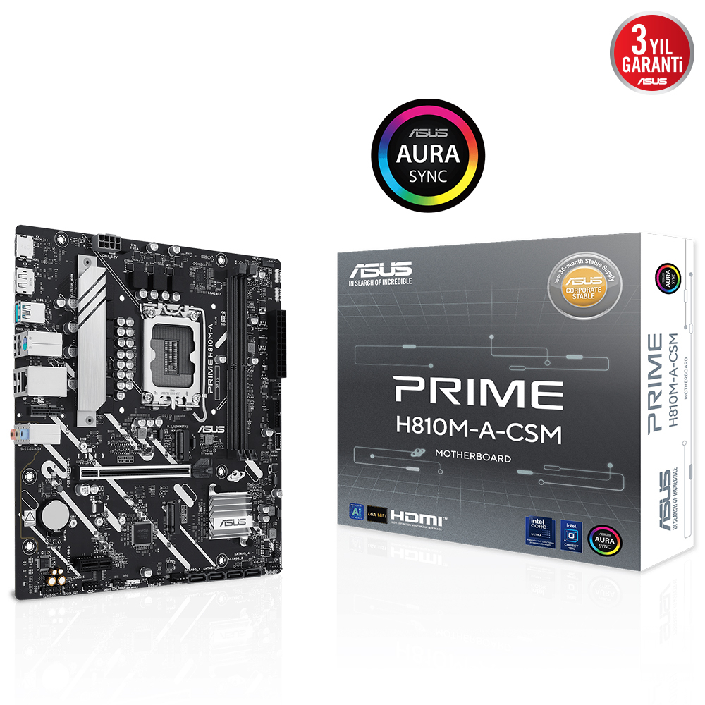 ASUS Prime H810M-A-Csm H810 Soket 1851 DDR5 6400MHz mATX Gaming Anakart