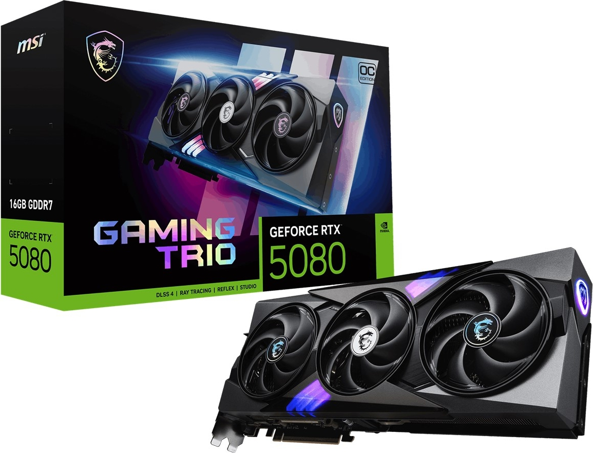 MSI GeForce RTX 5080 16G GAMING TRIO OC 16GB GDRR7 256bit  DX12 Gaming (Oyuncu) Ekran Kartı