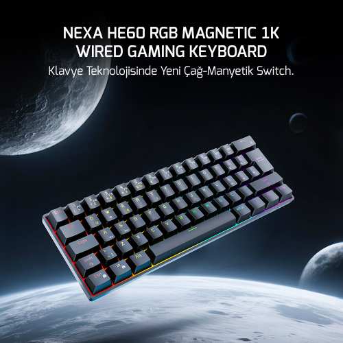 GamePower Nexa HE60 RGB Hall-Effect Manyetik Switch Kablolu Gaming Klavye
