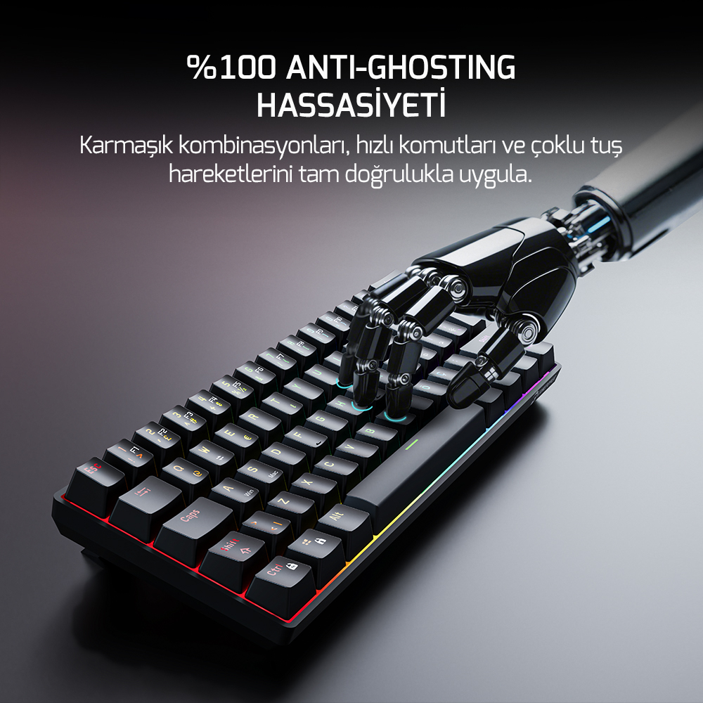 GamePower Nexa HE60 RGB Hall-Effect Manyetik Switch Kablolu Gaming Klavye