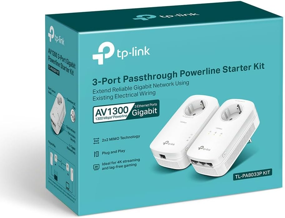 TP-Link TL-PA8033P Kit AV1300 3 Portlu Gigabit Passthrough Powerline Başlangıç Kiti