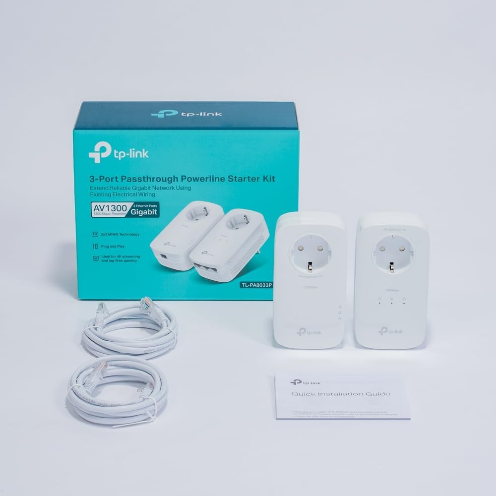 TP-Link TL-PA8033P Kit AV1300 3 Portlu Gigabit Passthrough Powerline Başlangıç Kiti