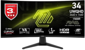 MSI MAG 346CQ 34″ 180Hz 1Ms FreeSync Premium Curved 1500R UWQHD VA Gaming (Oyuncu) Monitör