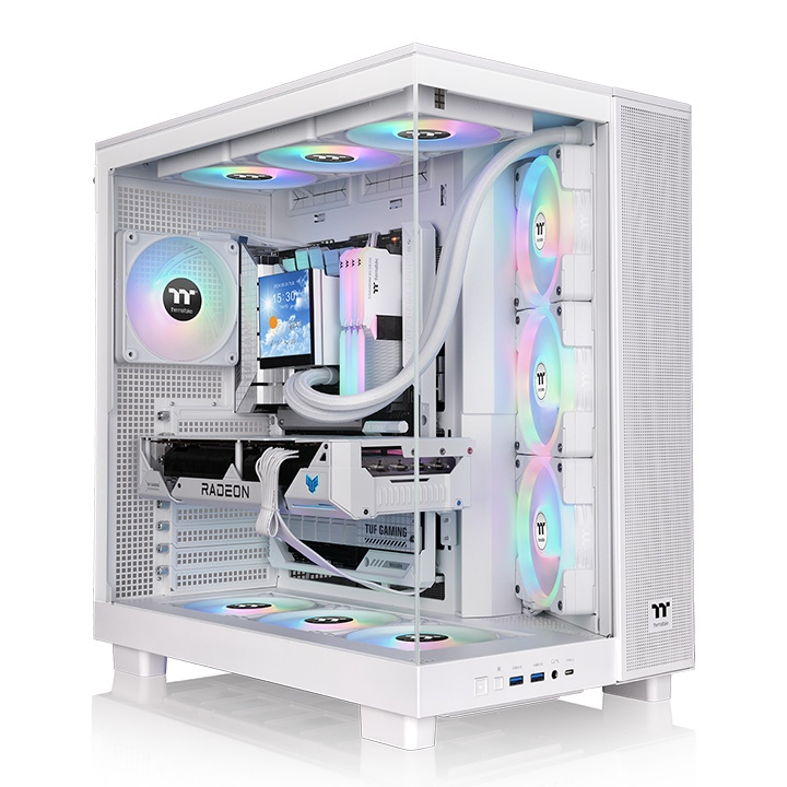 Thermaltake View 380XL Temperli Cam 4X120mm USB 3.0 Beyaz ARGB ATX Mid Tower Oyuncu (Gaming) Kasası