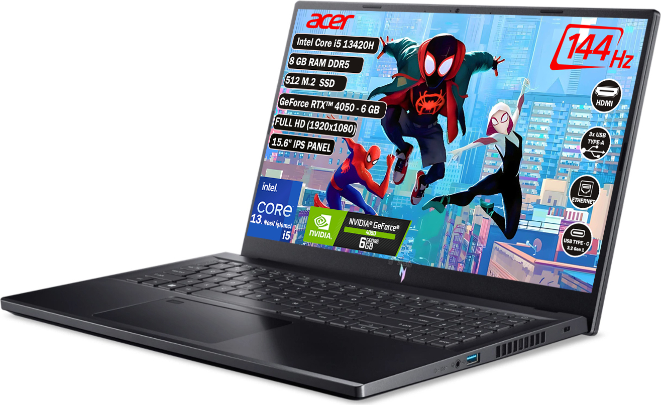 Acer NİTRO V 15 ANV15-51-54UY NH.QNBEY.001 I5-13420H 8gb 512SSD RTX4050 15.6″ Fullhd Freedos Taşınabilir Bilgisayar