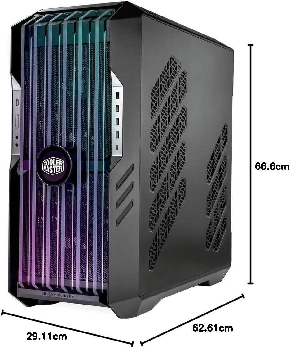 Cooler Master HAF700 EVO H700E-IGNN-S00 Tempered Glass ARGB Ledli LCD Ekran Mesh Ön Panel Titanyum Gri Renkli Kasa 
