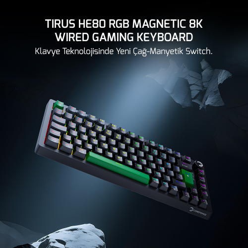 GamePower Tirus HE80 8K RGB Manyetik Switch Kablolu Gaming Klavye