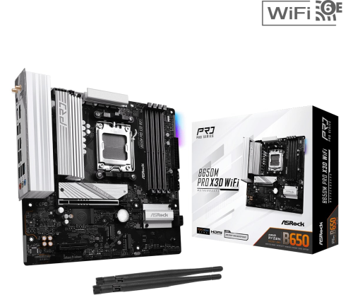 Asrock B650M Pro X3D WiFi AMD B650 Soket AM5 DDR5 8000(OC)MHz mATX Gaming (Oyuncu) Anakart