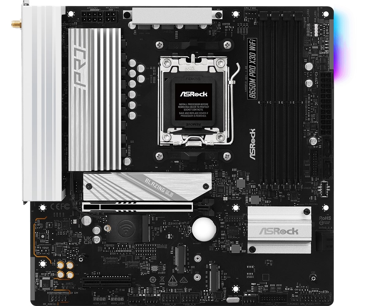 Asrock B650M Pro X3D WiFi AMD B650 Soket AM5 DDR5 8000(OC)MHz mATX Gaming (Oyuncu) Anakart