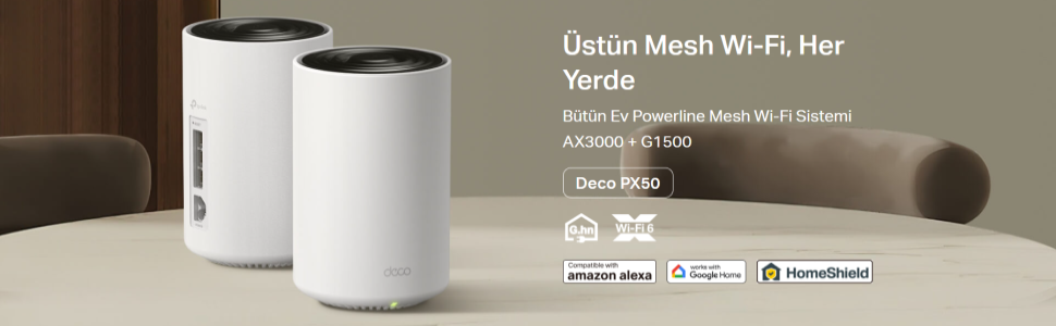 TP-Link Deco PX50 AX3000 Mbps Ev Powerline Mesh Wi-Fi 6 Sistemi (İkili)