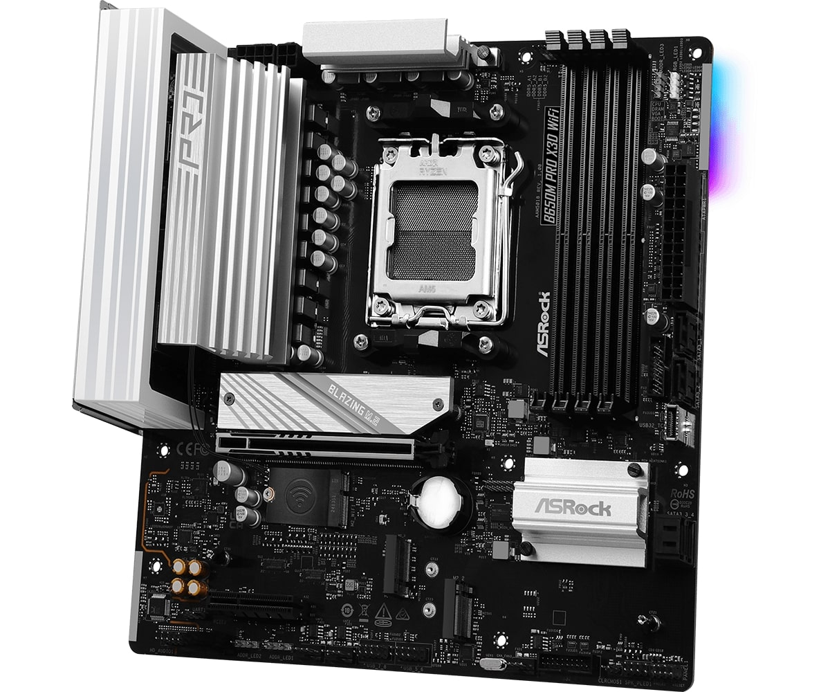 Asrock B650M Pro X3D WiFi AMD B650 Soket AM5 DDR5 8000(OC)MHz mATX Gaming (Oyuncu) Anakart