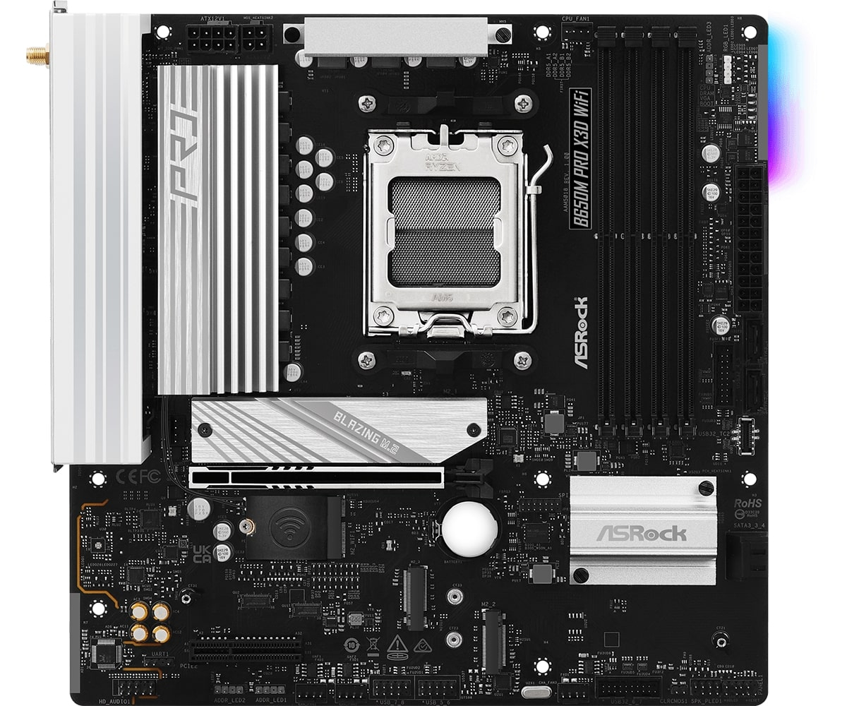 Asrock B650M Pro X3D WiFi AMD B650 Soket AM5 DDR5 8000(OC)MHz mATX Gaming (Oyuncu) Anakart