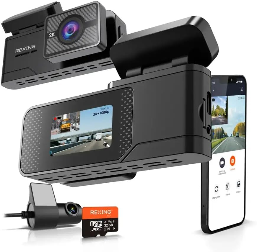 Rexing C2 2K+1080P Wifi Araç Kamerası + 32GB Sd Kart