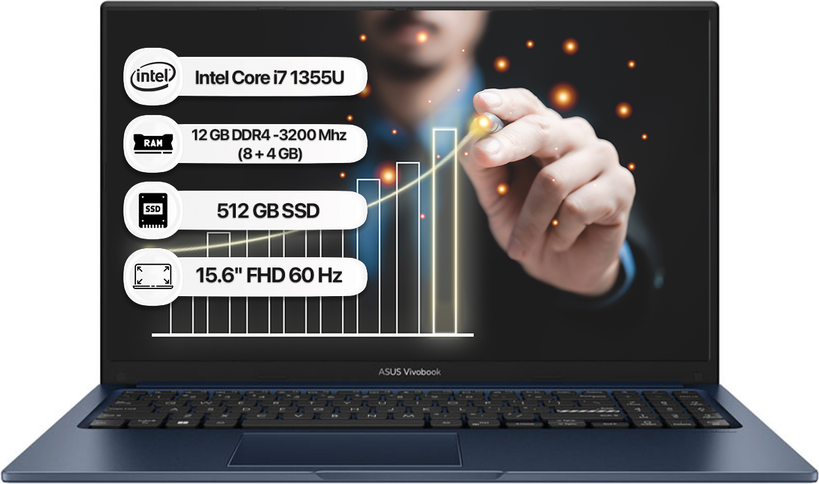 Asus Vivobook 15 X1504VA-NJ1499 IH6 Intel Core I7-1355U 16GB 512GB SSD Freedos 15.6″ Fhd Taşınabilir Bilgisayar