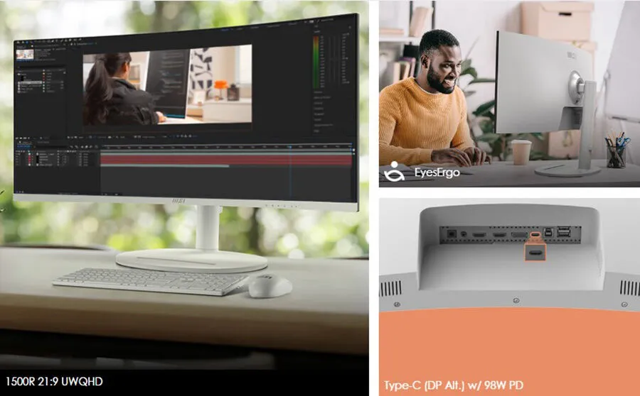 MSI Modern MD342CQPW 34″ 120Hz 1ms  UWQHD VA Curved Gaming (Oyuncu) Monitör