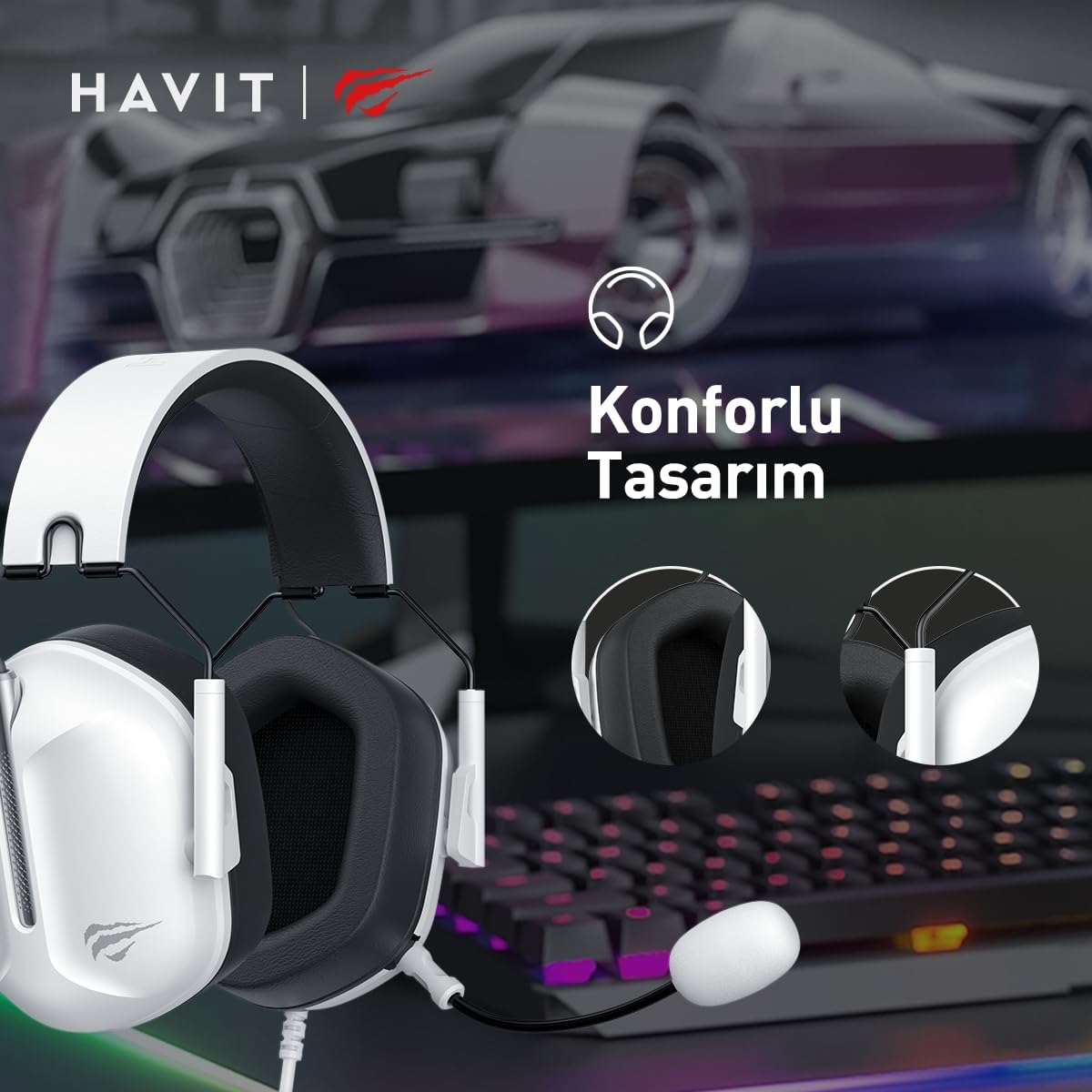 Havit Gamenote H2033D Gaming Oyuncu Kulaklığı Beyaz