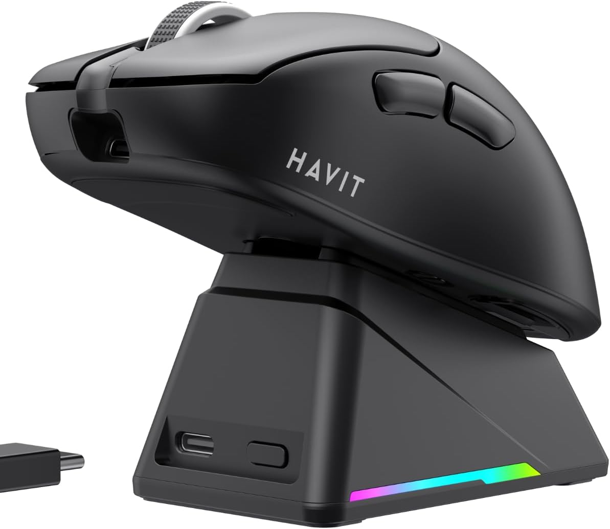 Havit Gamenote MS955WB Pro RGB Wireless Gaming Mouse 3 Modlu + Şarj İstasyonu - Siyah
