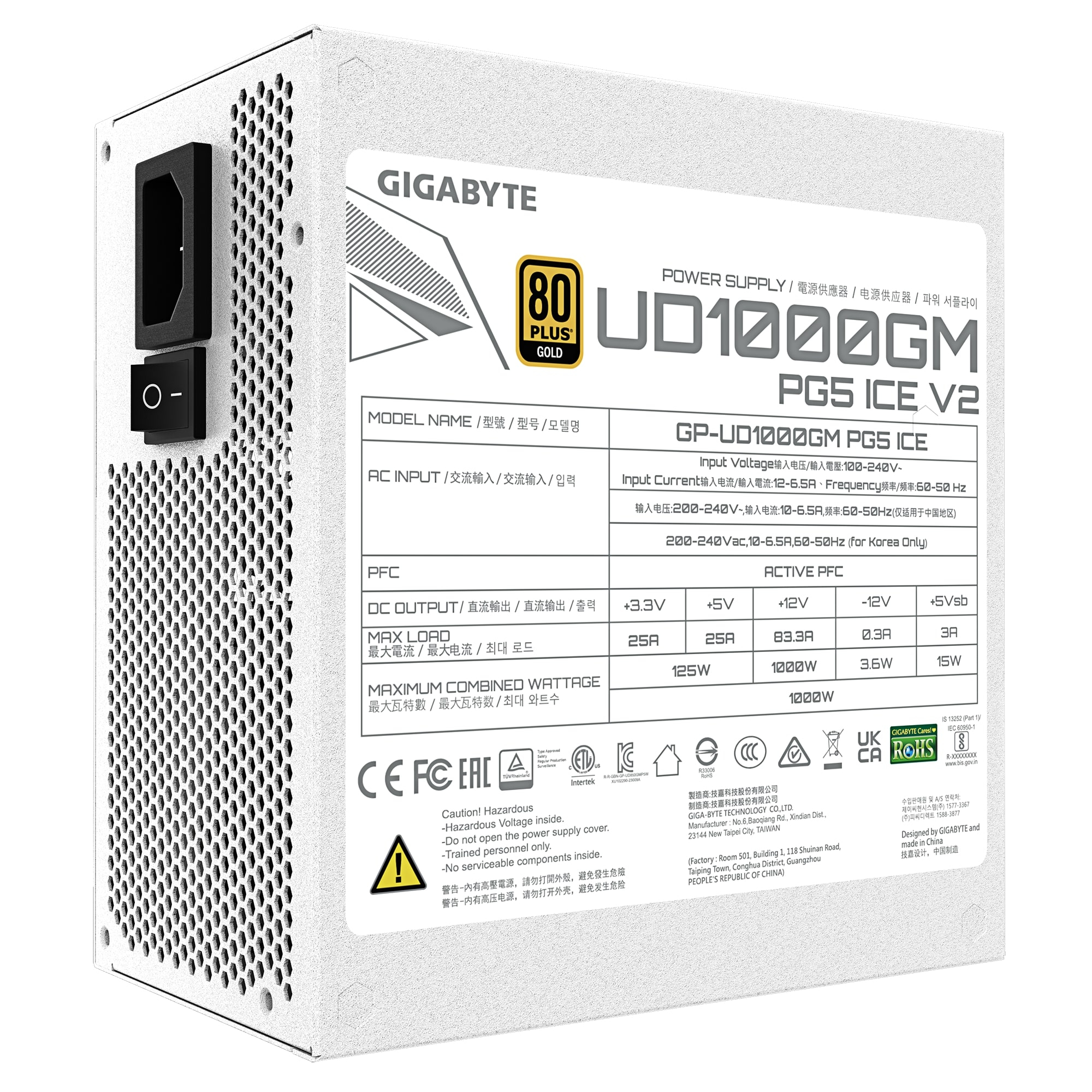 Gigabyte GP-UD1000GM PG5 ICE 1000W 80 Plus Gold Full Modüler Power Supply
