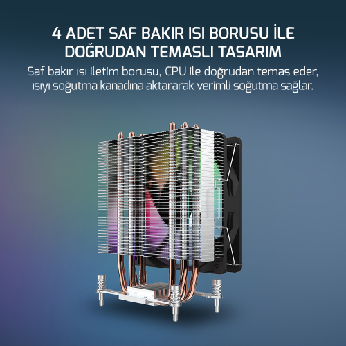 GamePower Glace TC4 ARGB Siyah 1x120mm LGA1851/AM5 İşlemci Hava Soğutucu