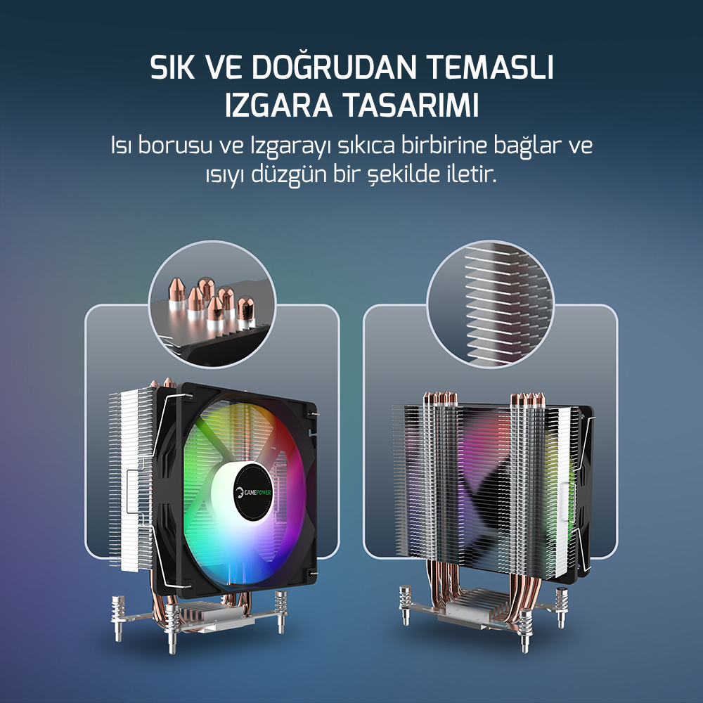 GamePower Glace TC6 ARGB Siyah 1x120mm LGA1851/AM5 İşlemci Hava Soğutucu