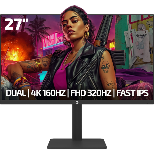 GamePower Kaze Dual 27″ 0.5Ms 4K 160Hz - FHD 320Hz Fast IPS Pivot Dual Mod Gaming Monitör (Sıfır Ölü Piksel Garantili)