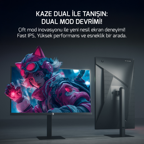 GamePower Kaze Dual 27″ 0.5Ms 4K 160Hz - FHD 320Hz Fast IPS Pivot Dual Mod Gaming Monitör (Sıfır Ölü Piksel Garantili)