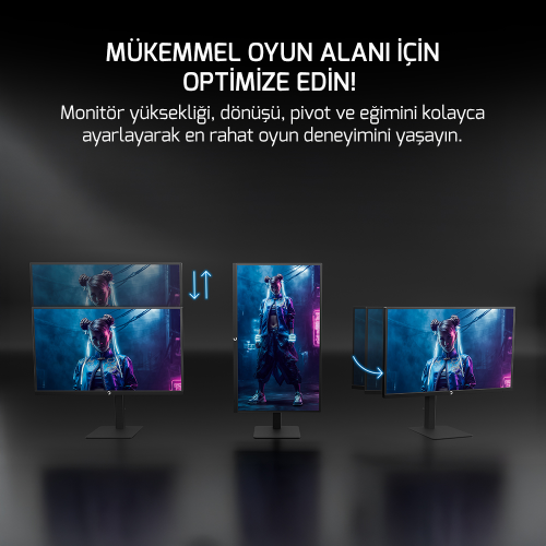 GamePower Kaze Dual 27″ 0.5Ms 4K 160Hz - FHD 320Hz Fast IPS Pivot Dual Mod Gaming Monitör (Sıfır Ölü Piksel Garantili)