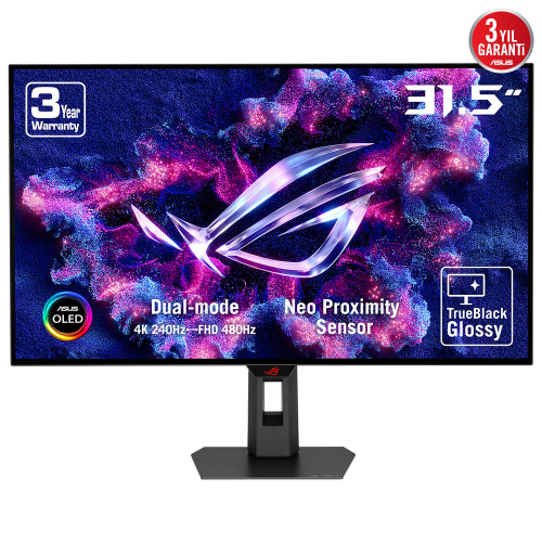 ASUS ROG STRIX XG32UCWMG 31.5″ 240Hz 0.03ms Çift Mod UHD/FHD (480Hz)  HDR 400 True Black Glossy WOLED Gaming (Oyuncu) Monitör