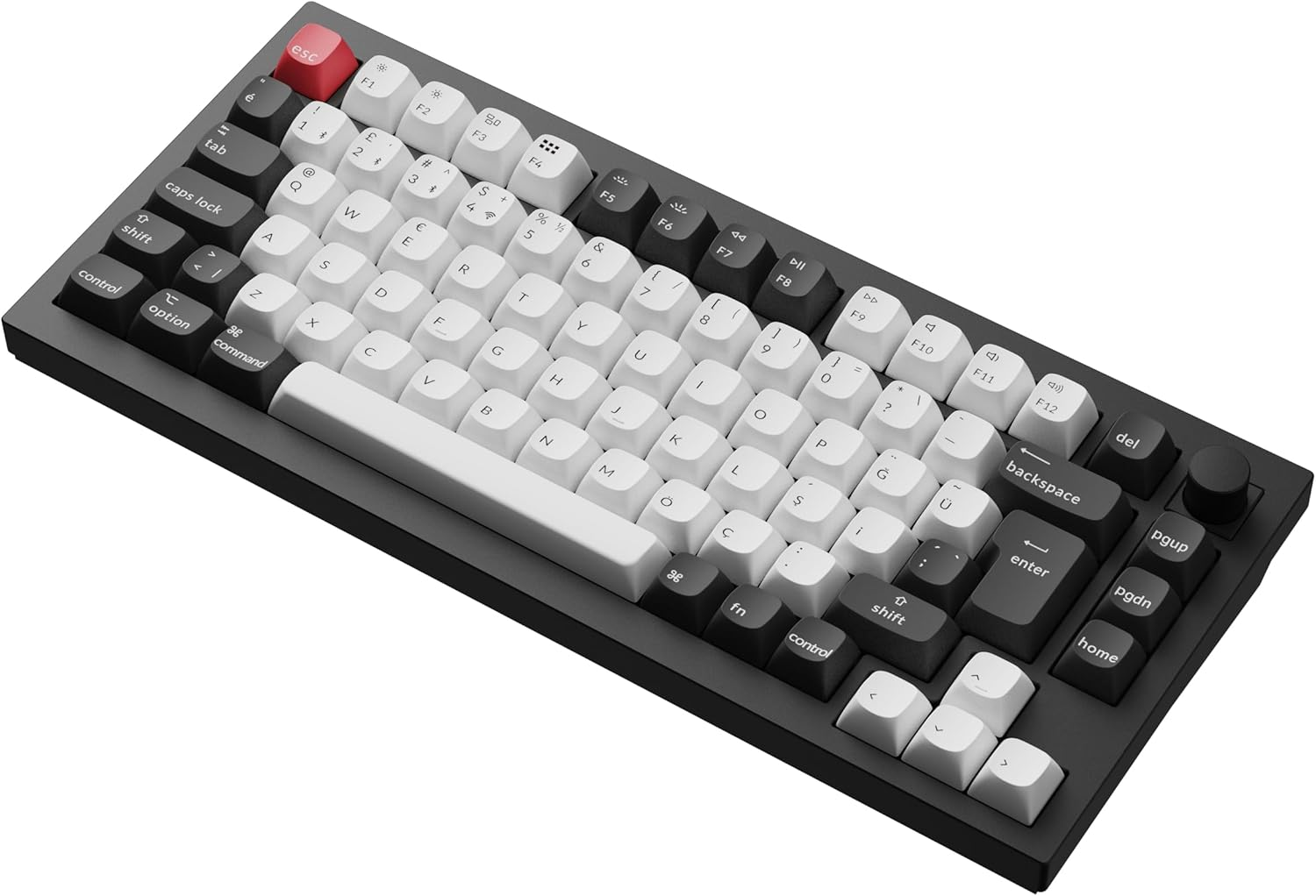 Keychron Q1 Hall Effect %75 RGB Manyetik Switch Kablosuz Hotswap Türkçe Mekanik Siyah Beyaz Gaming (Oyuncu) Klavye - Q1H-M1-TR