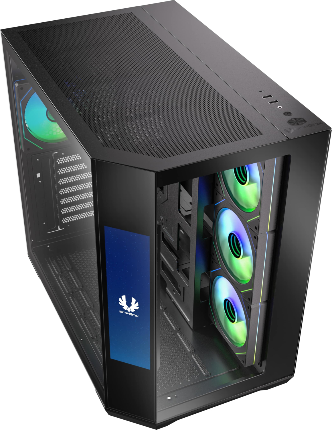 Bitfenix Digital T10 Black 850W 80 KT10ES10BBK85-4A 4x120mm ARGB Fan ATX Temperli Cam Siyah Gaming Kasa
