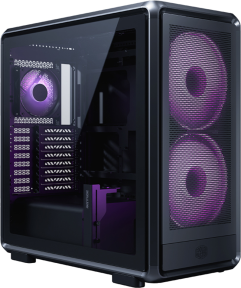 Cooler Master MasterFrame 600TG Mesh MF600M-KGNN-S01 2x200mm(Ön)-1x120mm(Arka) Fan ATX BTF Alüminyum Siyah Mid Tower Gaming (Oyuncu) Kasası