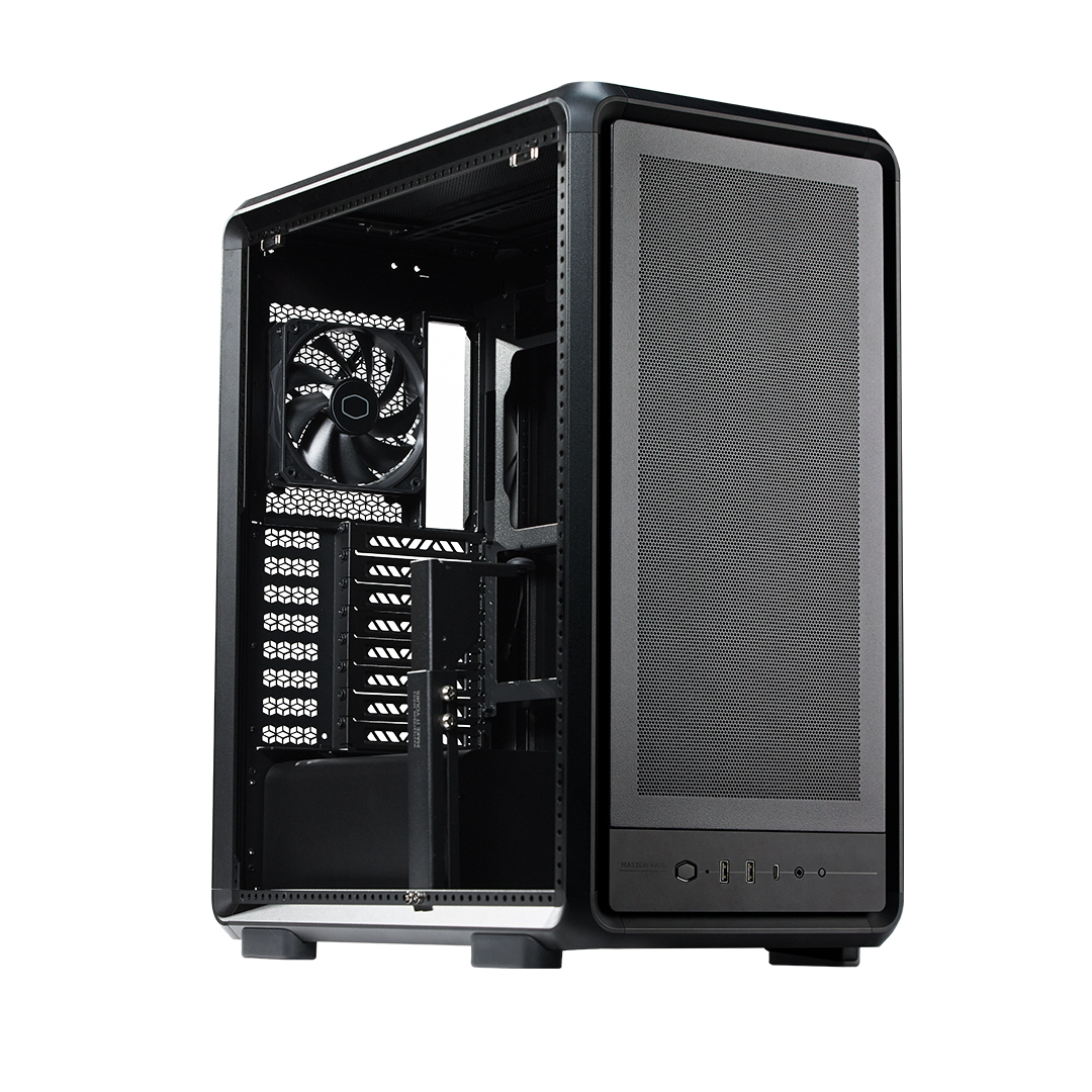 Cooler Master MasterFrame 600TG Mesh MF600M-KGNN-S01 2x200mm(Ön)-1x120mm(Arka) Fan ATX BTF Alüminyum Siyah Mid Tower Gaming (Oyuncu) Kasası