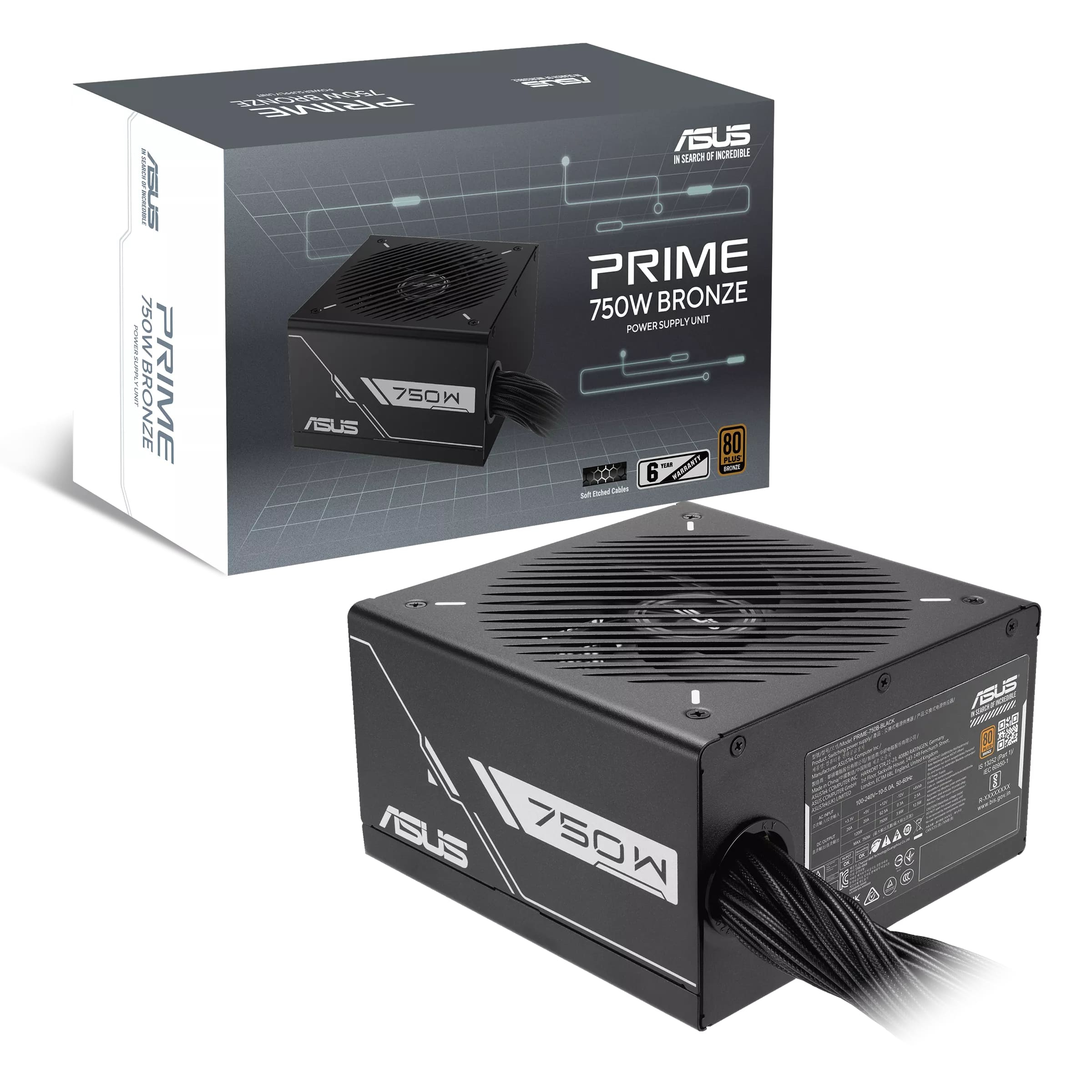 ASUS PRIME 750B 750W 80+ Bronze Power Supply (90YE00Y0-B0NA00)