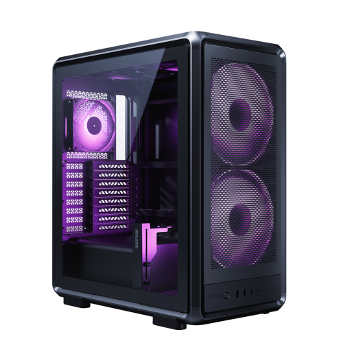 Cooler Master MasterFrame 500TG Mesh MF500M-KHNN-S01 2x200mm(Ön)-1x120mm(Arka) Fan ATX BTF Alüminyum Siyah Mid Tower Gaming (Oyuncu) Kasası