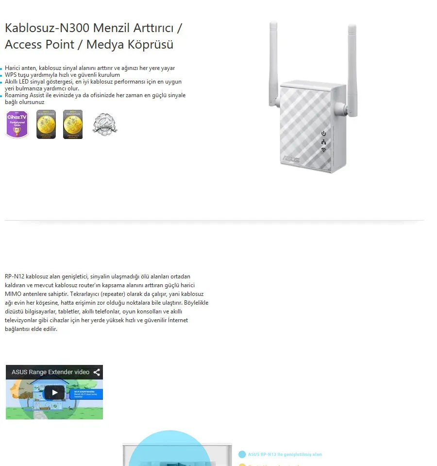 ASUS RP-N12 300Mbps Menzil Artırıcı