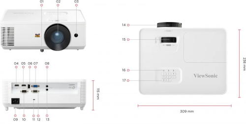 ViewSonic PA700W 4500 Ansı Lümen 1280x800 WXGA Projeksiyon Cihazı