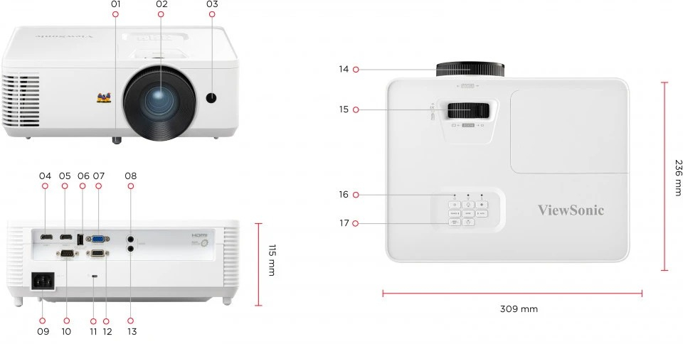 ViewSonic PA700W 4500 Ansı Lümen 1280x800 WXGA Projeksiyon Cihazı
