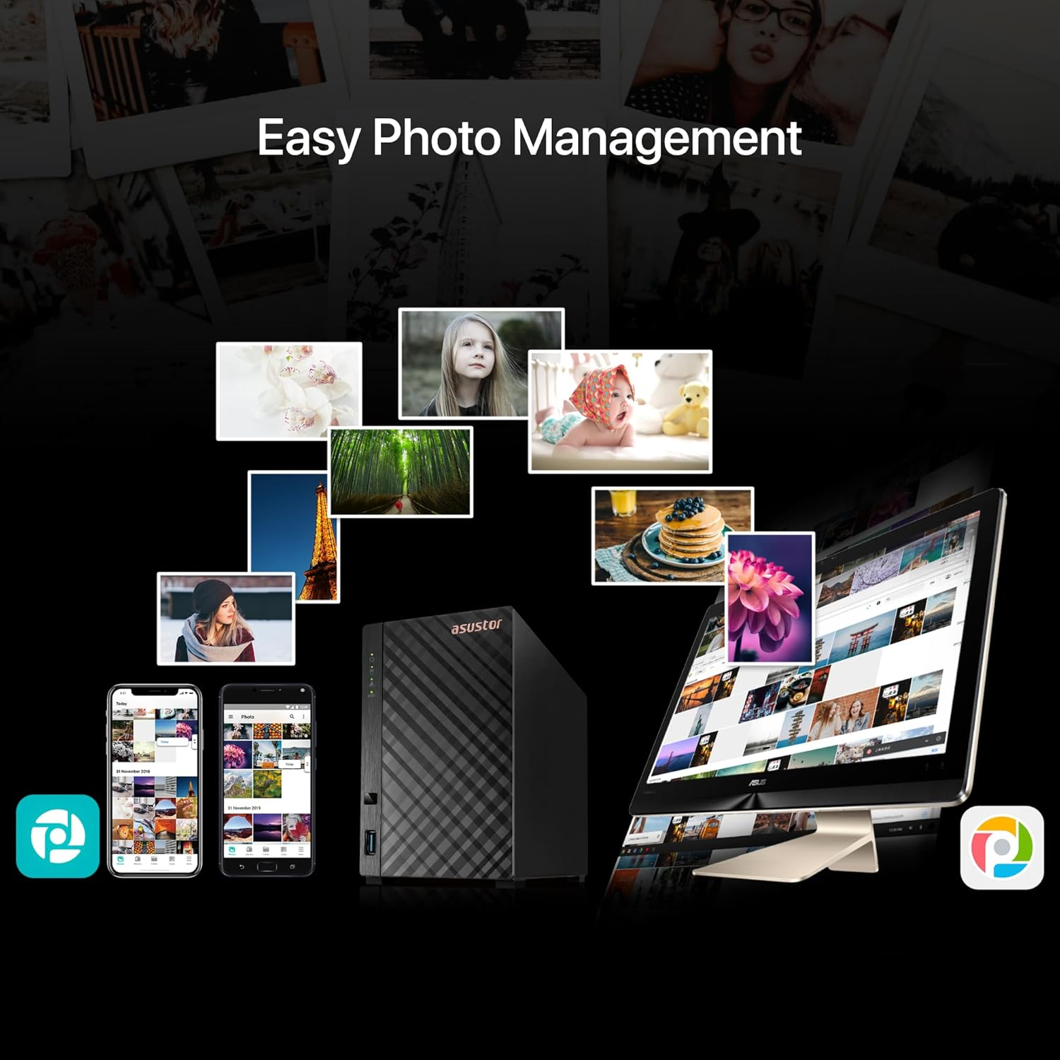 AS1102TL Realtek RTD1619B 2 Yuvalı1GB DDR4 1GB NAS Depolama Ünitesi