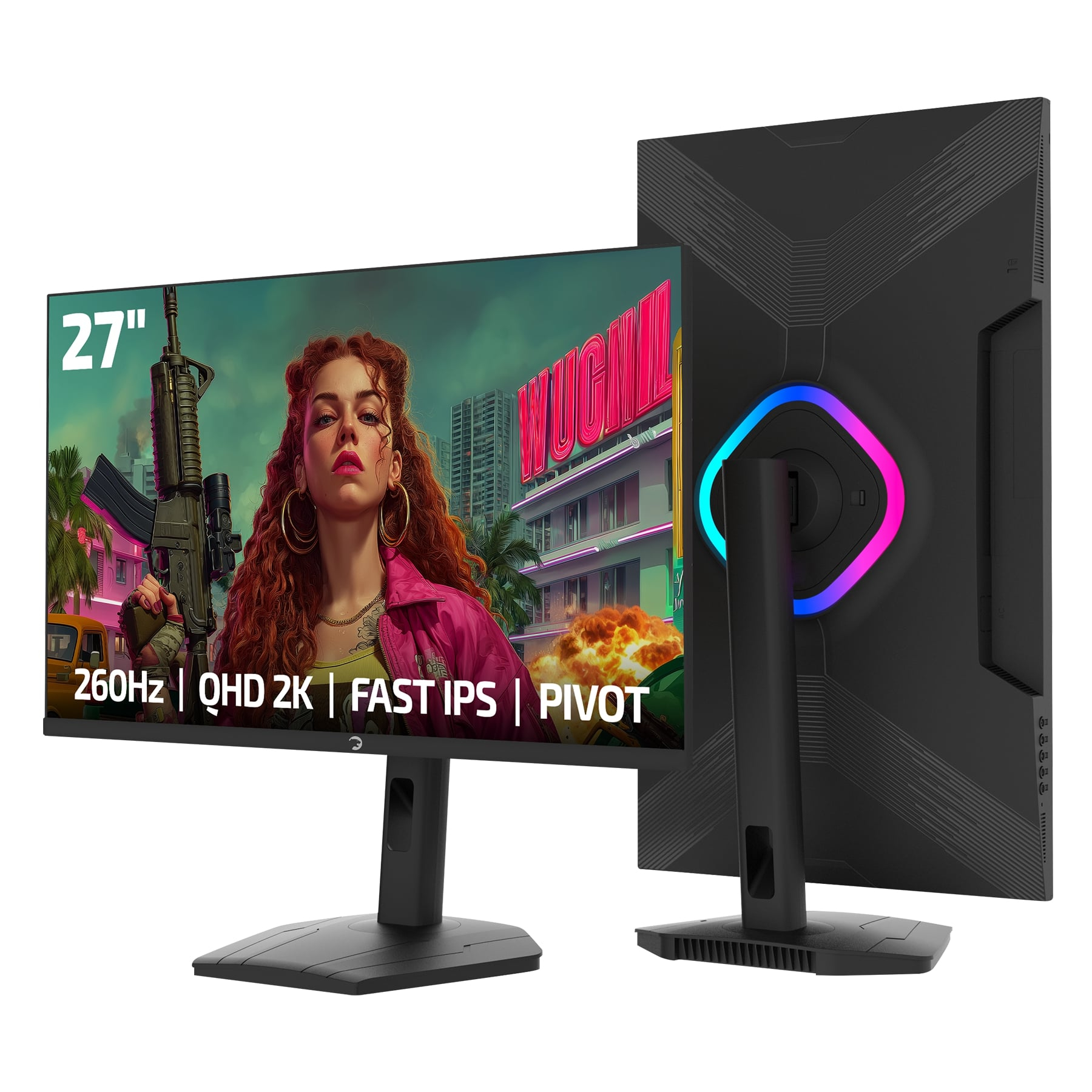 GamePower Lunis L90 27″ 260Hz 0.5Ms Fast IPS QHD 2K RGB Pivot Gaming Monitör (Sıfır Ölü Piksel Garantili)