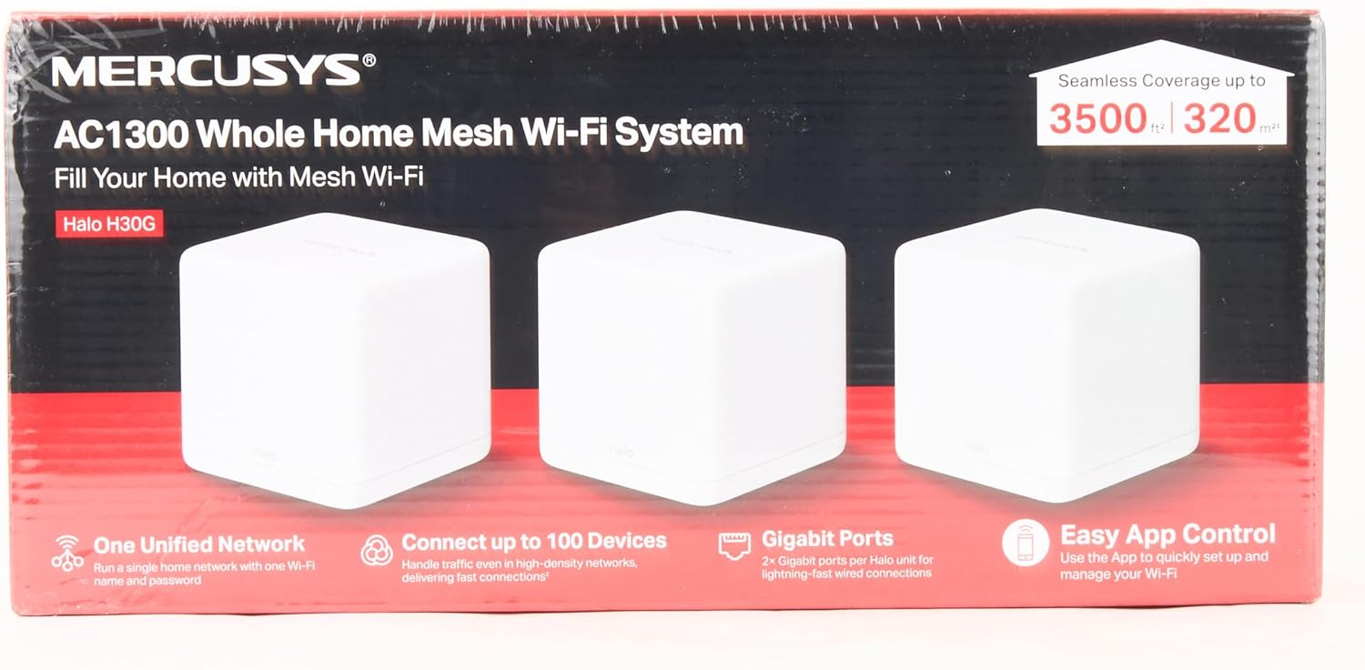 TP-Link Mercusys Halo H30G 1300 Mbps Mesh Menzil Genişletici Üçlü Paket