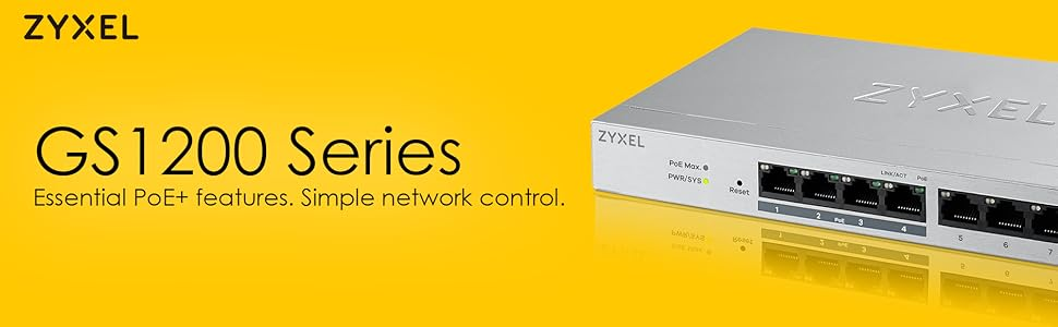 Zyxel GS1200-8HP 8Port Gigabit Web 4 PoE Yönetilebilir Switch