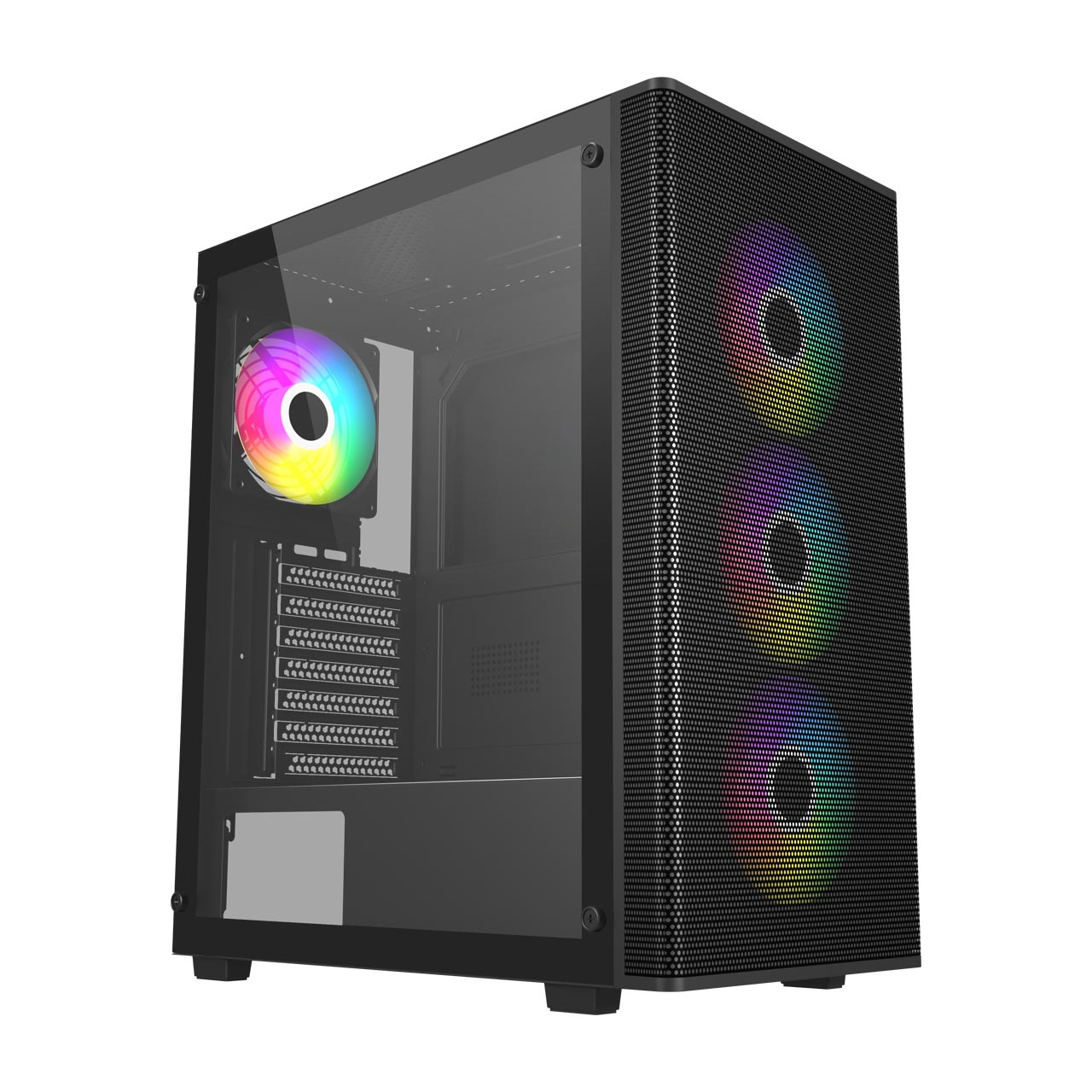 FSP M220 650W 80+ 4x120mm RGB Fan Temperli Cam USB 3.0 Mesh ATX Mid-Tower Gaming (Oyuncu) Kasa