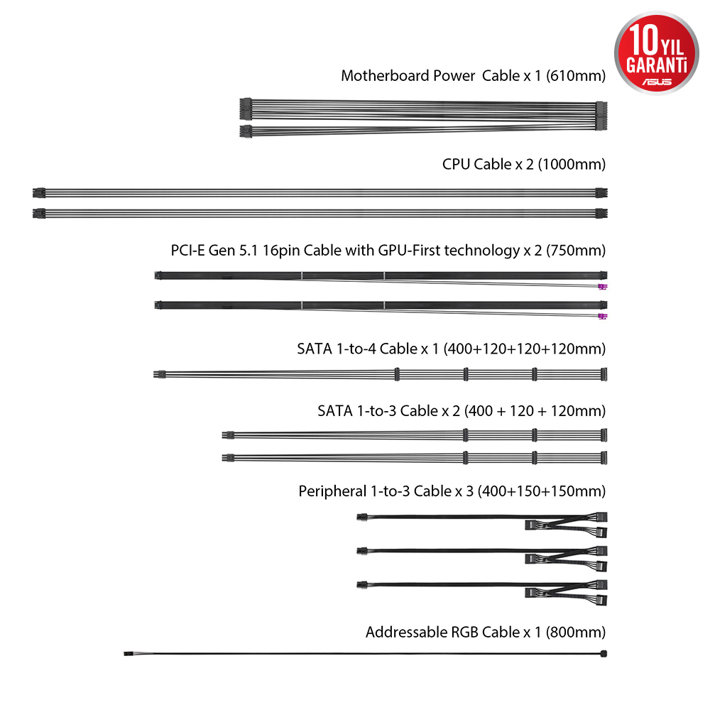 ASUS ROG-THOR-1600T3 1600W 80 Plus Titanium III 135mm Full Modüler Gaming (Oyuncu) Güç Kaynağı