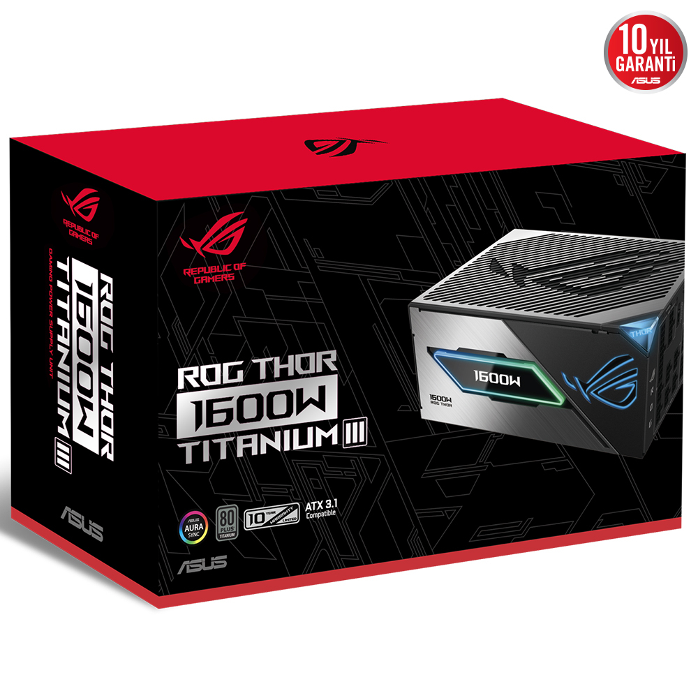 ASUS ROG-THOR-1600T3 1600W 80 Plus Titanium III 135mm Full Modüler Gaming (Oyuncu) Güç Kaynağı