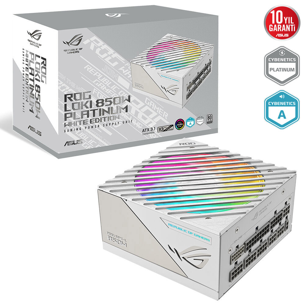 ASUS ROG-LOKI-850P-SFX-L-GAMING White Edition 850W 80 Plus Platinum 120mm Full Modüler Gaming (Oyuncu) Power Supply