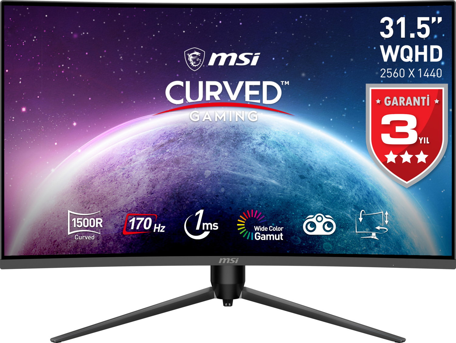 MSI G32CQ5P 31.5″  VA WQHD Gaming Monitör