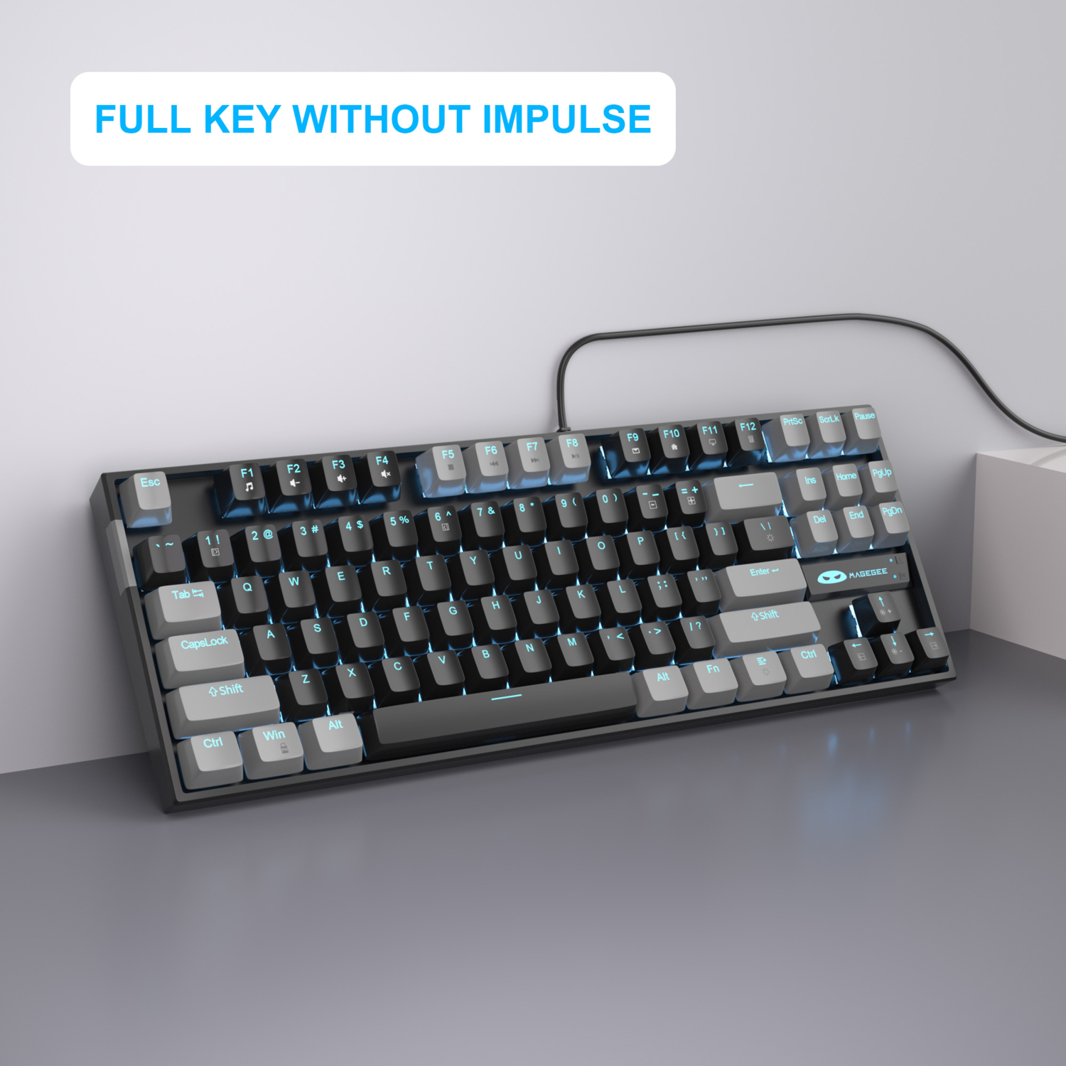 MageGee MK-STAR 87 Tuş Red Switch Gri-Siyah Kablolu Türkçe Q Mekanik Gaming Klavye